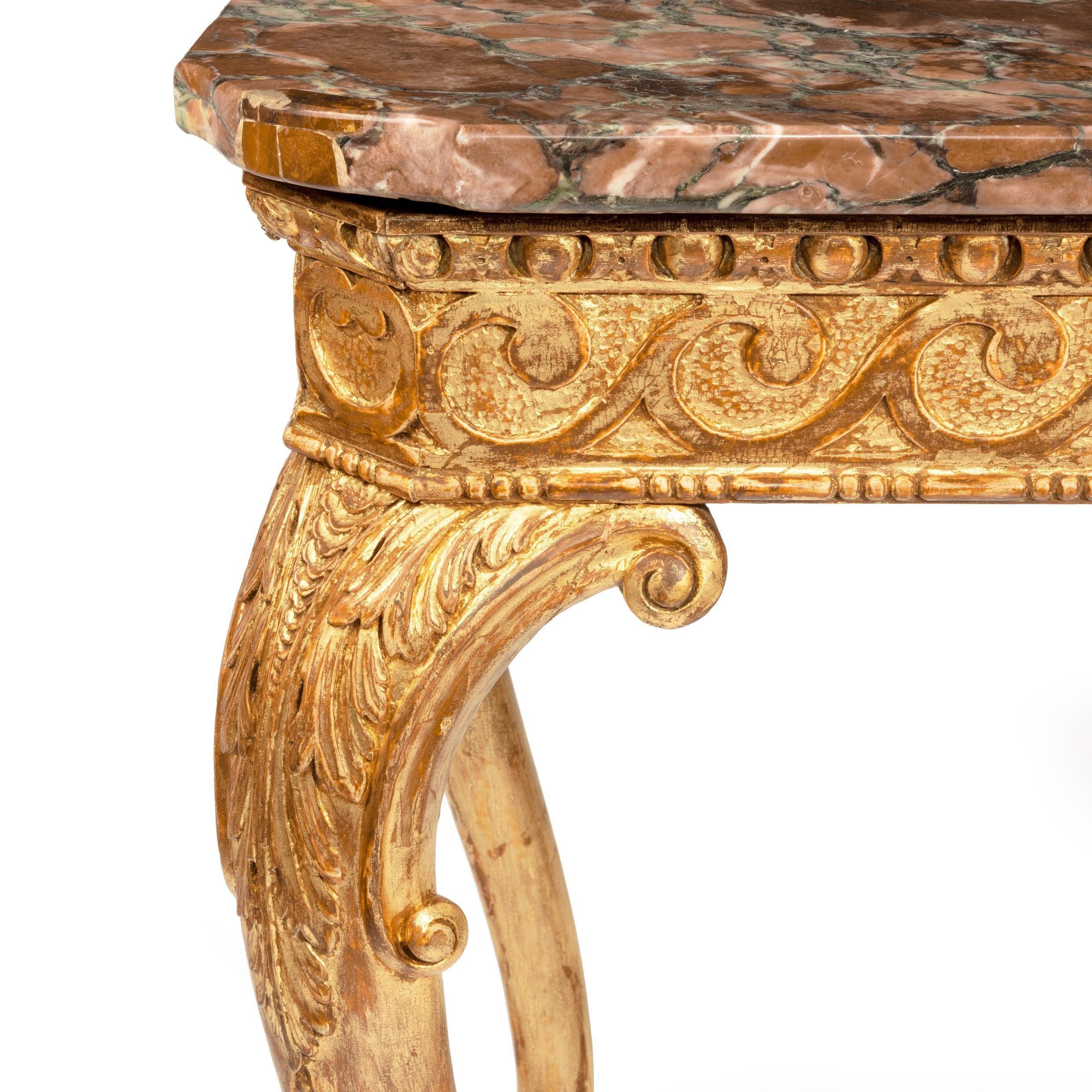 Mid-19th Century Mid-Victorian Giltwood Console Table For Sale