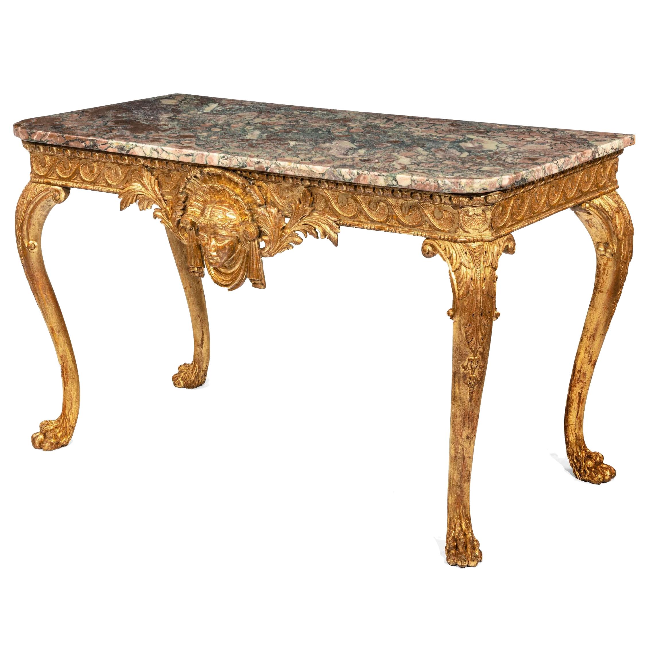Mid-Victorian Giltwood Console Table For Sale