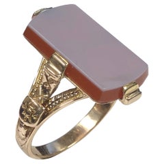 Mid Victorian Gold and Hardstone Ring