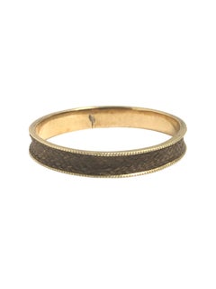 Mid Victorian Gold and Woven Hair Mourning Memorial Band Ring