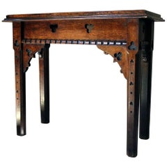 Mid-Victorian Gothic Revival Oak Side Table, circa 1870