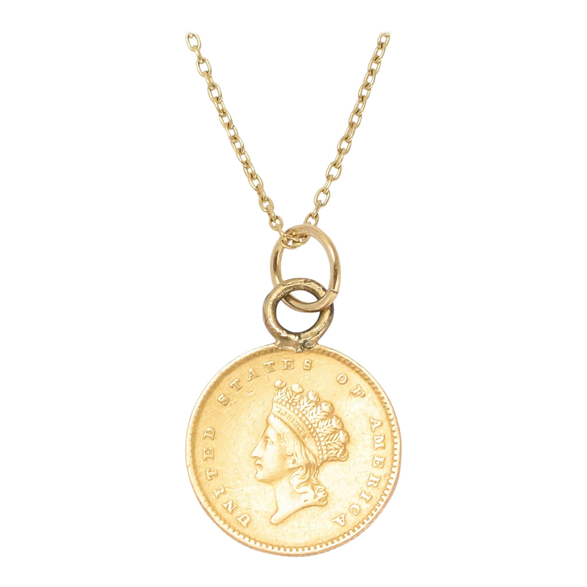 Mid-Victorian Lord
s Prayer Gold Liberty Dollar Pendant