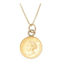 Mid-Victorian Lord's Prayer Gold Liberty Dollar Pendant