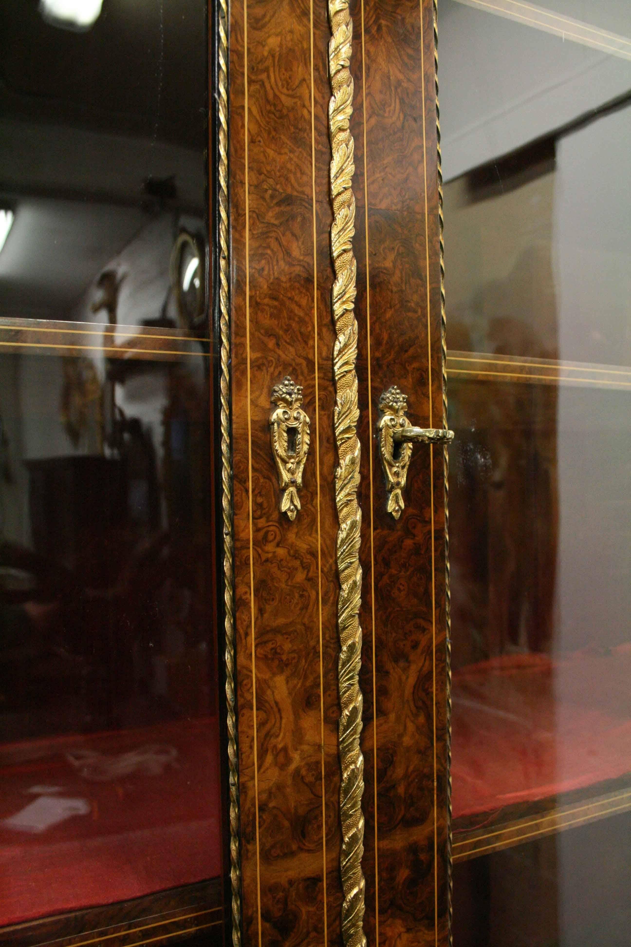 Mid Victorian Marquetry Display Cabinet, circa 1870 For Sale 1