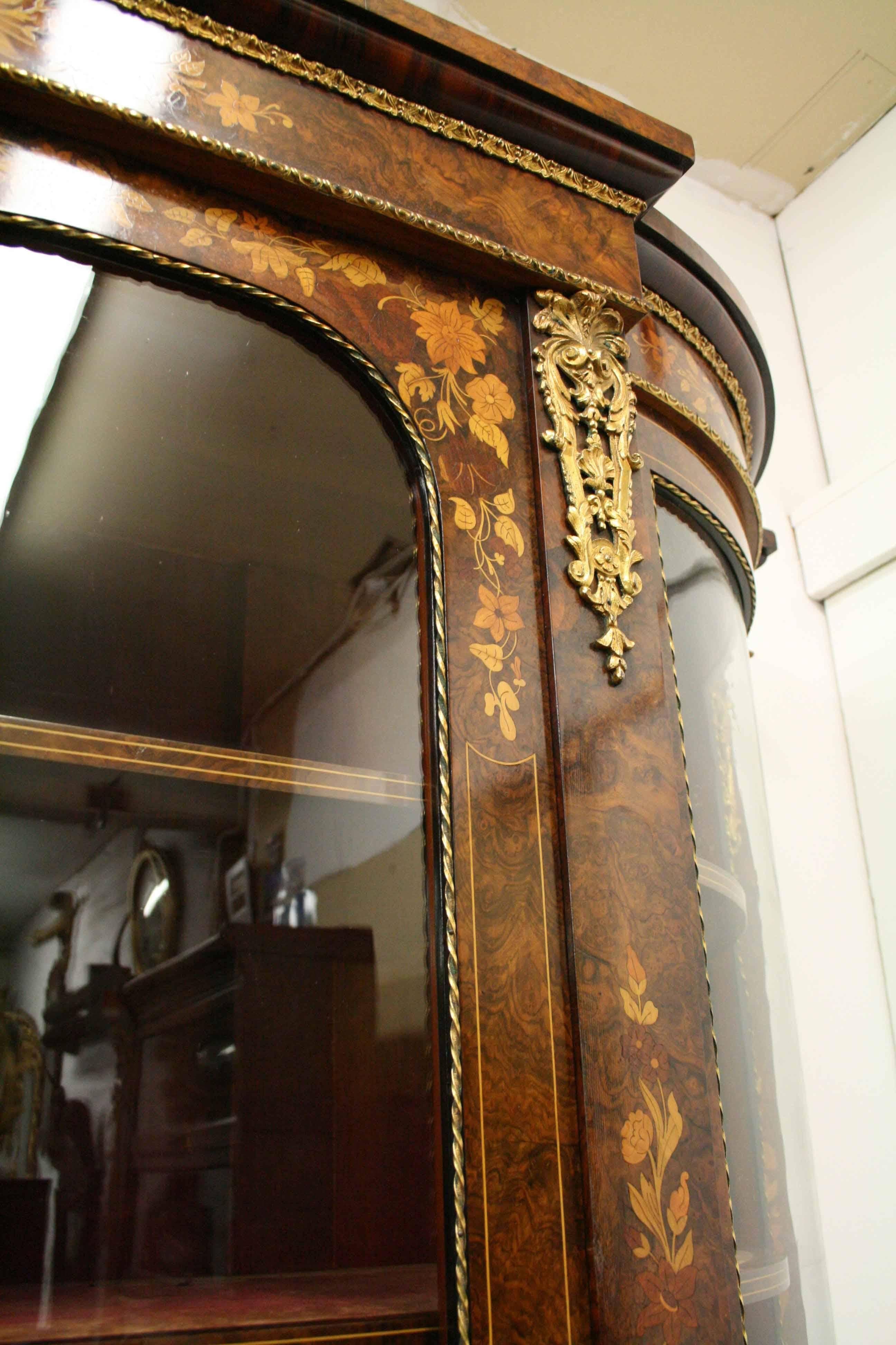 Mid Victorian Marquetry Display Cabinet, circa 1870 For Sale 2