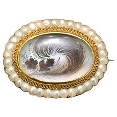 Mid-Victorian Pearl Memorial Brooch Circa 1850s