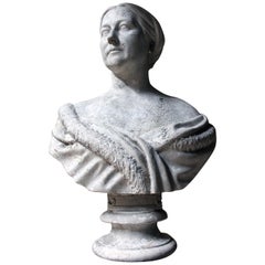 Antique Mid-Victorian Plaster Bust of Queen Victoria by David Watson Stevenson, 1871