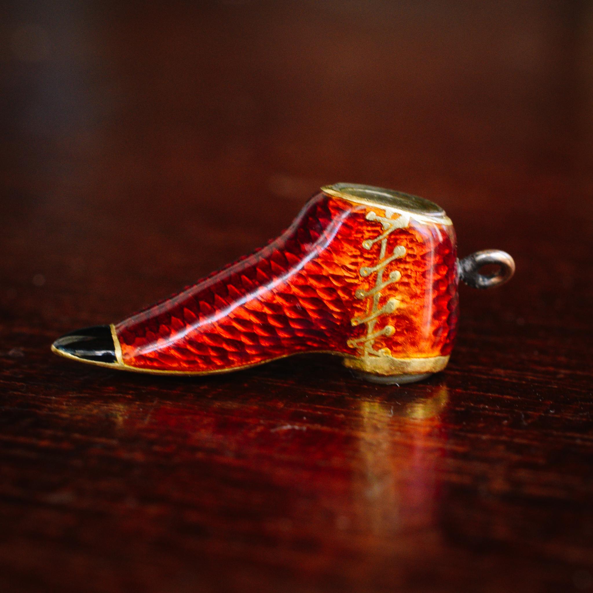 Mid-Victorian Red Shoe Locket Charm 2