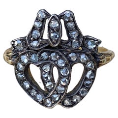 MId-Victorian Rose Cut Diamond Crowned Heart Ring