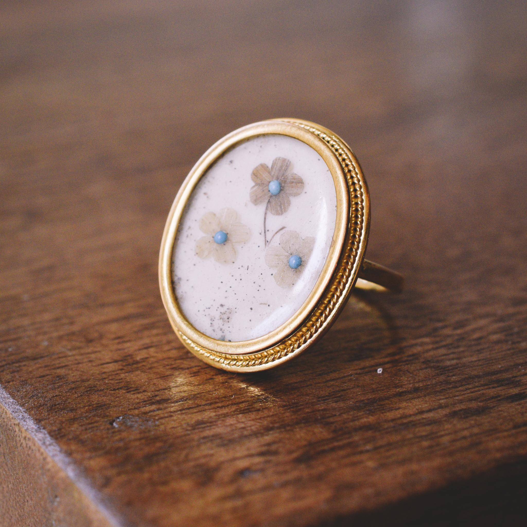 Mid-Victorian Turquoise Forget-Me-Not Memorial Ring 2