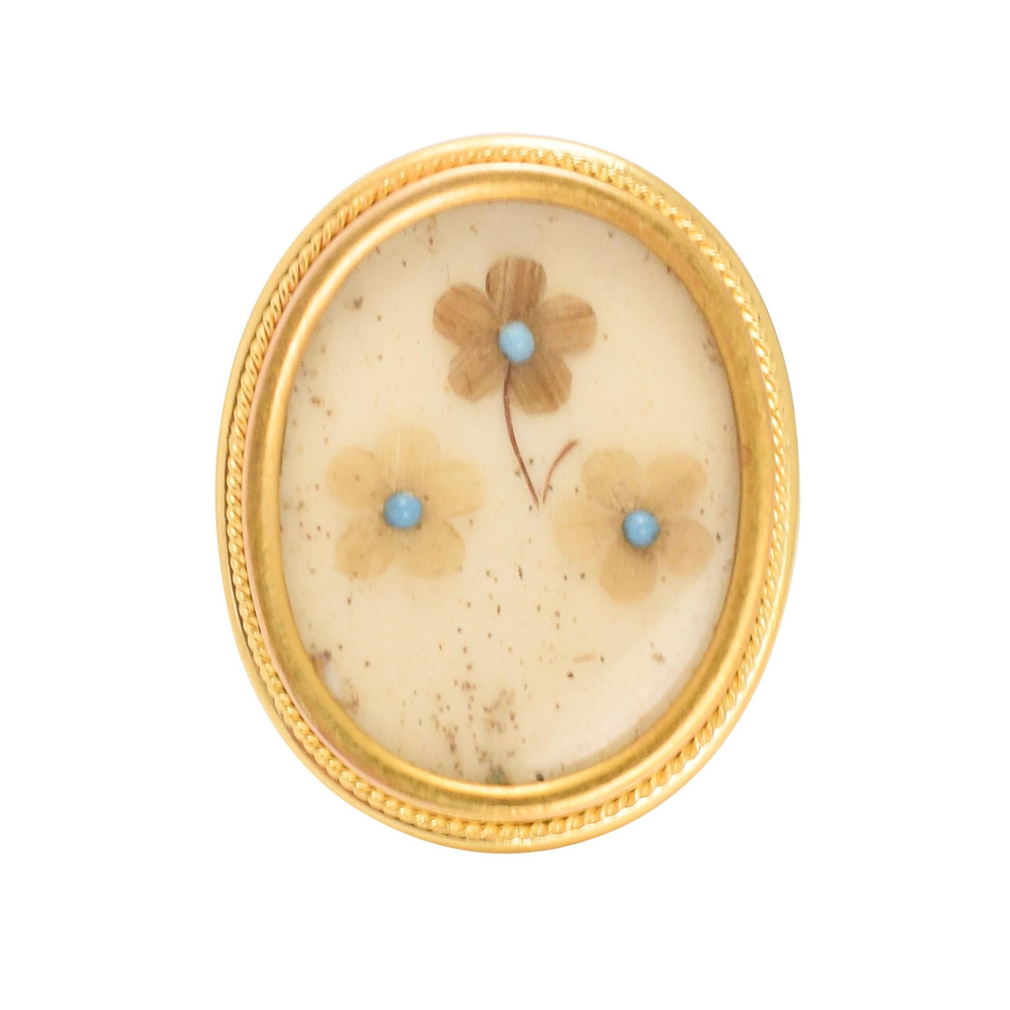 Mid-Victorian Turquoise Forget-Me-Not Memorial Ring