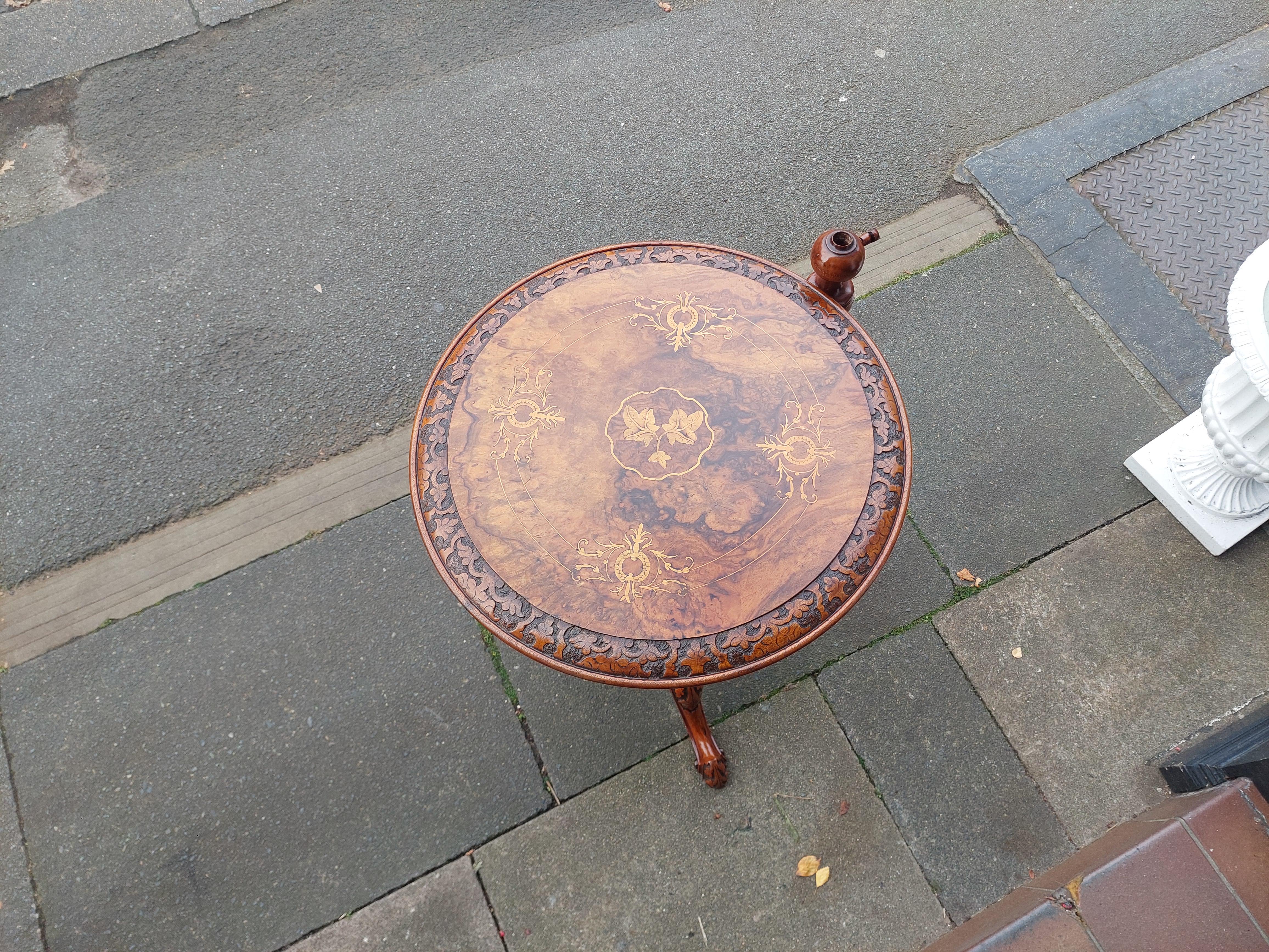English Mid Victorian Walnut Candle Stand Occasional Table For Sale