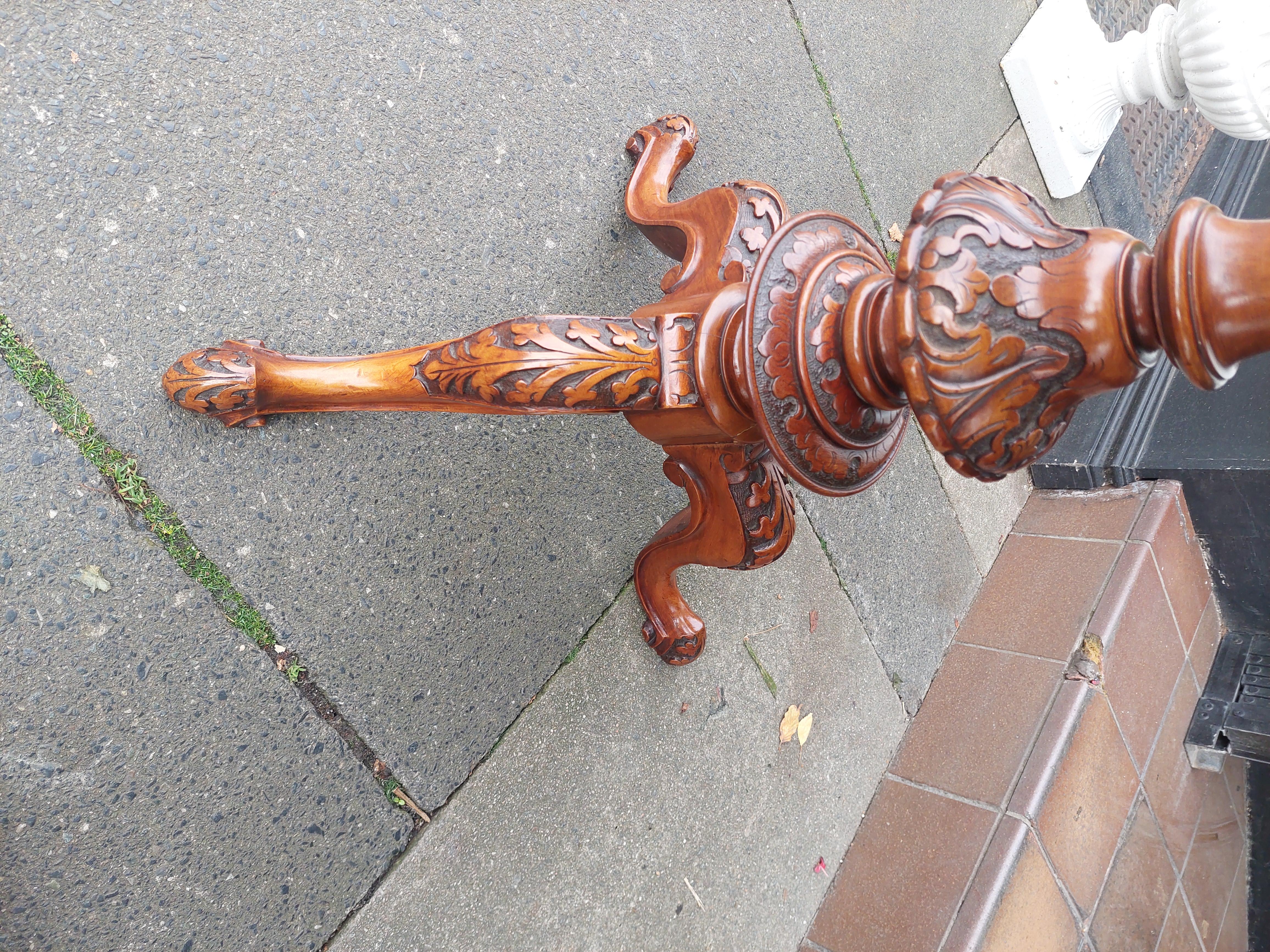 19th Century Mid Victorian Walnut Candle Stand Occasional Table For Sale