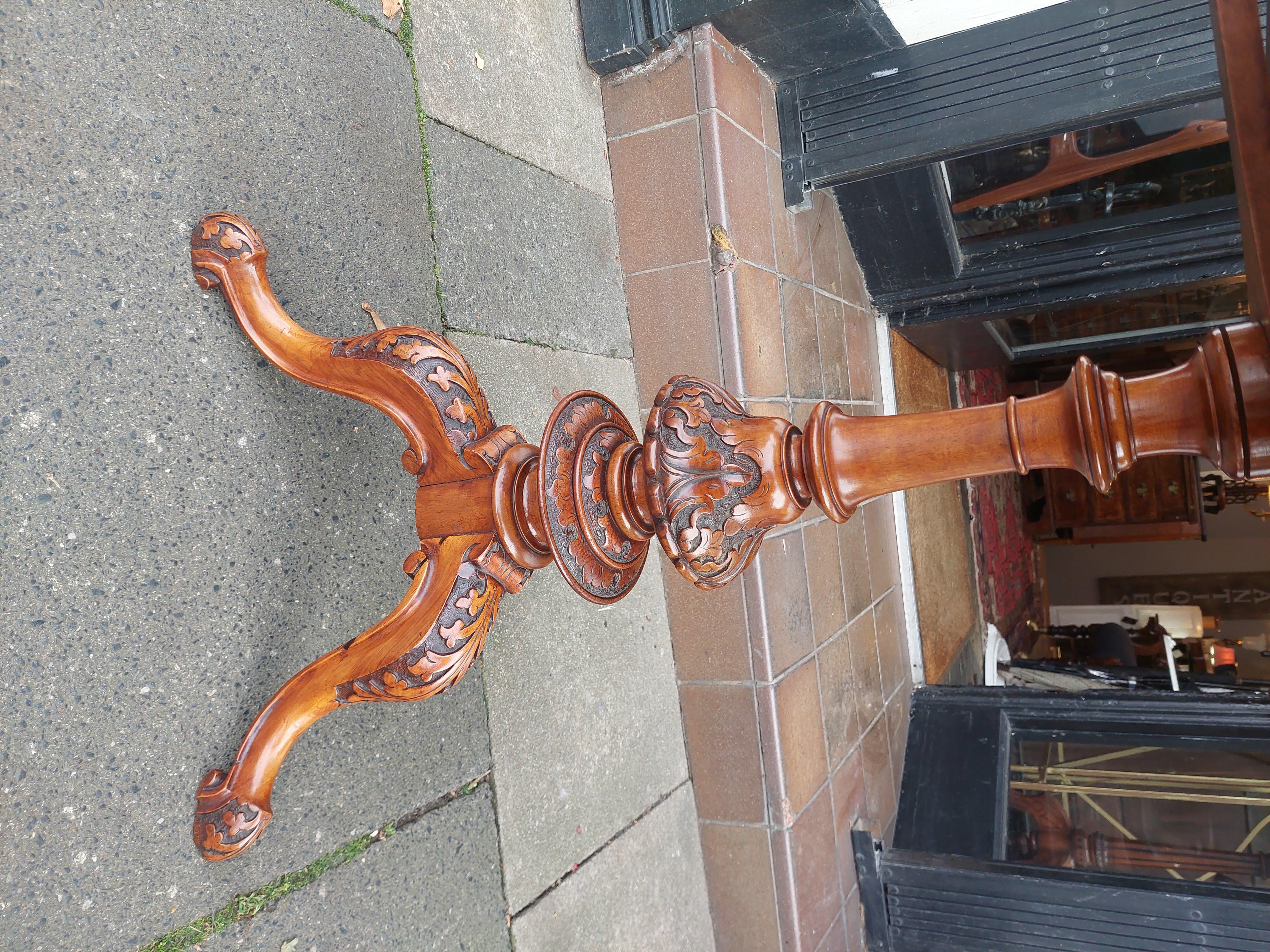 Mid Victorian Walnut Candle Stand Occasional Table For Sale 1