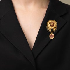 Spilla in oro giallo e granato di epoca medio-vittoriana, circa 1875