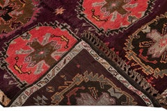 Mid-Vintage Turkish Handmade Purple Tribal Wool Runner