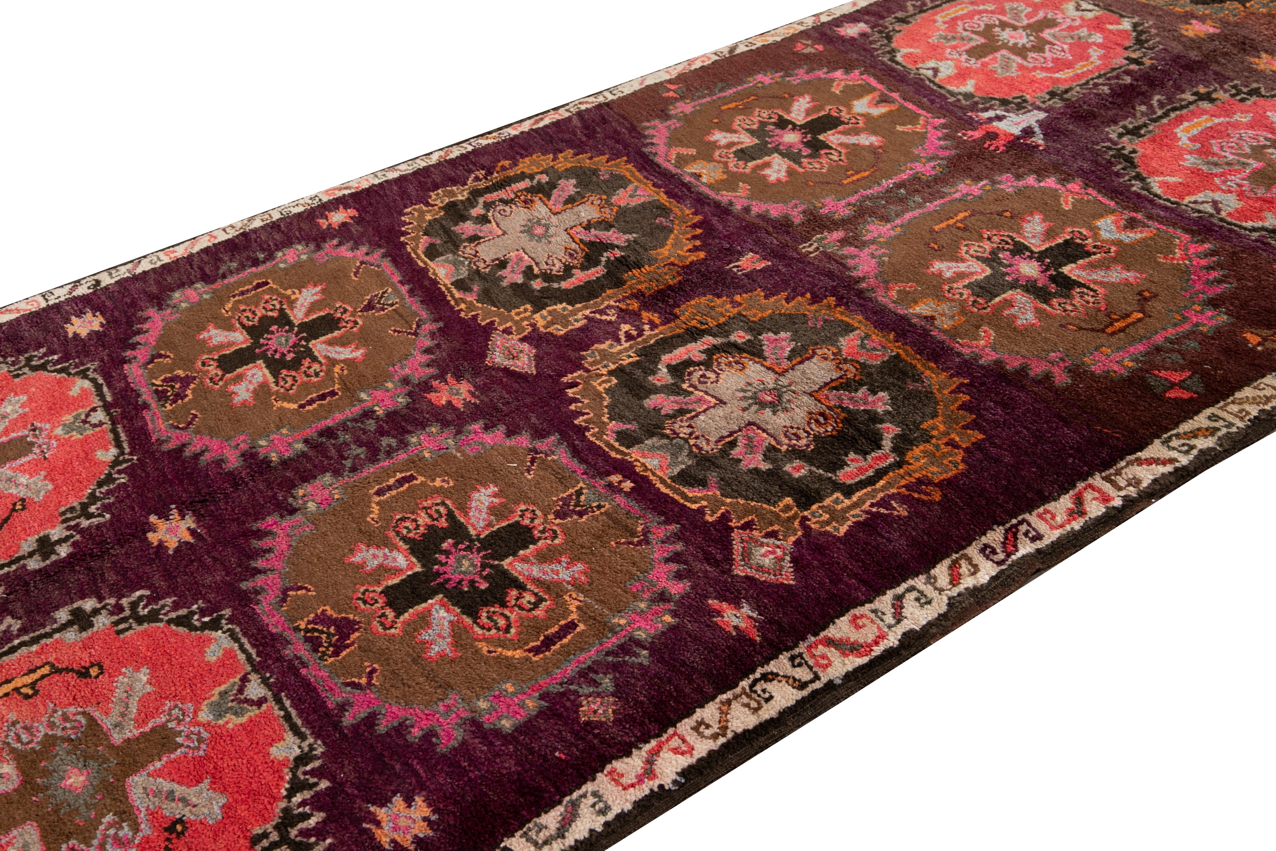 Mid-Vintage Turkish Handmade Purple Tribal Wool Runner In Good Condition For Sale In Norwalk, CT