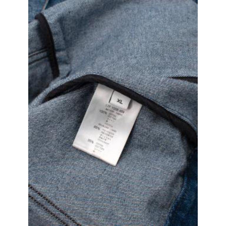 Mid-Wash Blue Denim Logo Printed Jacket For Sale 6