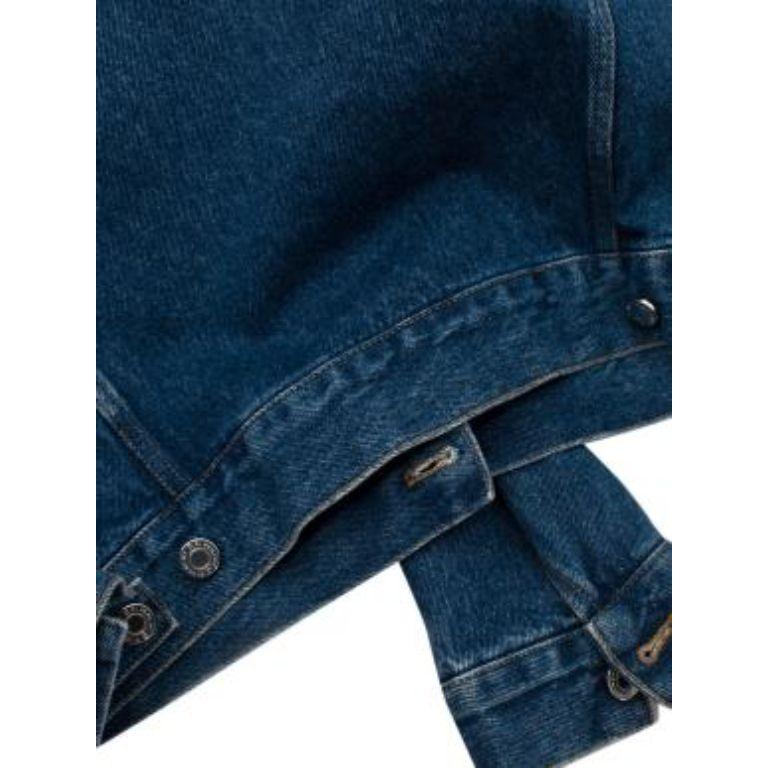 Mid-Wash Blue Denim Logo Printed Jacket For Sale 3