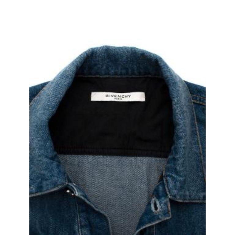 Mid-Wash Blue Denim Logo Printed Jacket For Sale 5