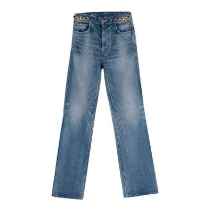 Margaret Jeans mit Kettendetails von Celine in Mid-Wash - Größe 25 (Grau) im Angebot