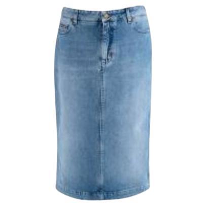 Mid Wash Denim Midi Skirt For Sale