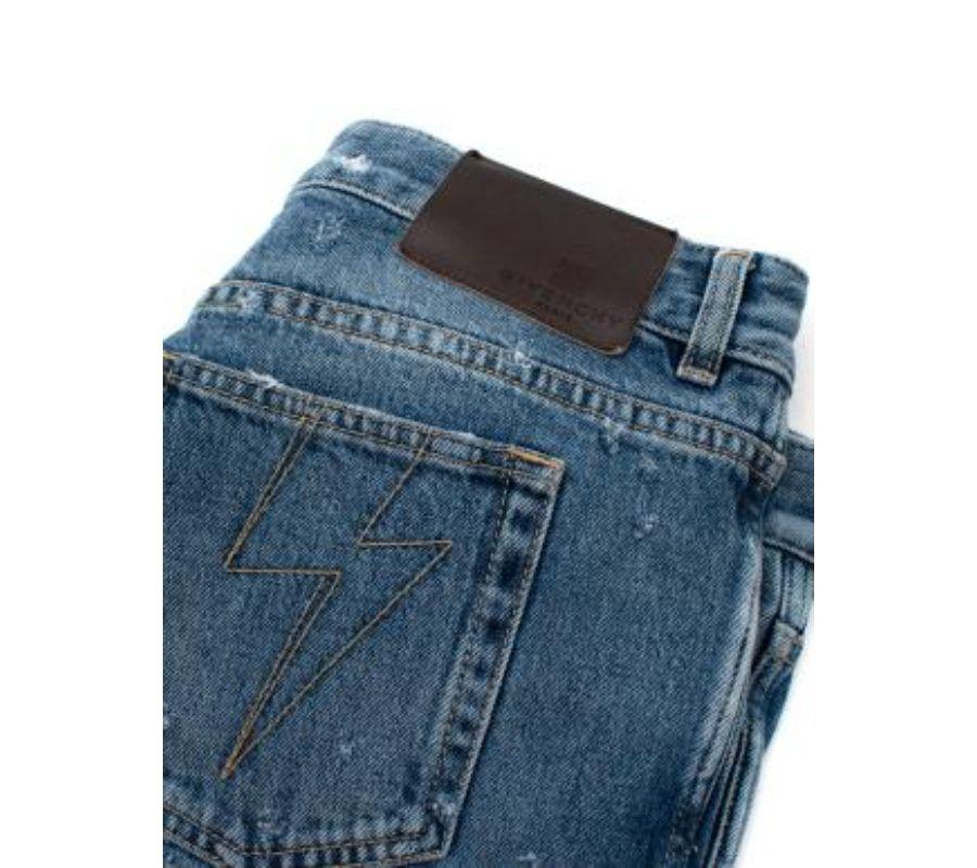 Blue Mid-Wash Distressed Denim Skinny Jeans For Sale