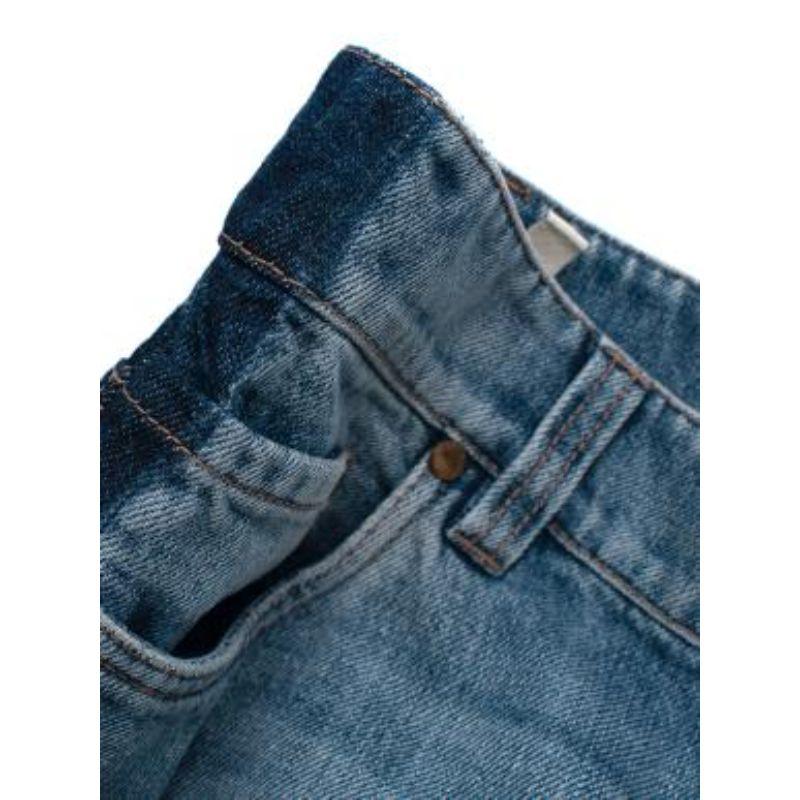 Mid-wash side stripe denim low rise jeans For Sale 1