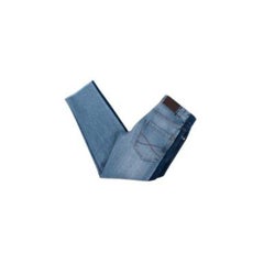 Mid-wash side stripe denim low rise jeans
