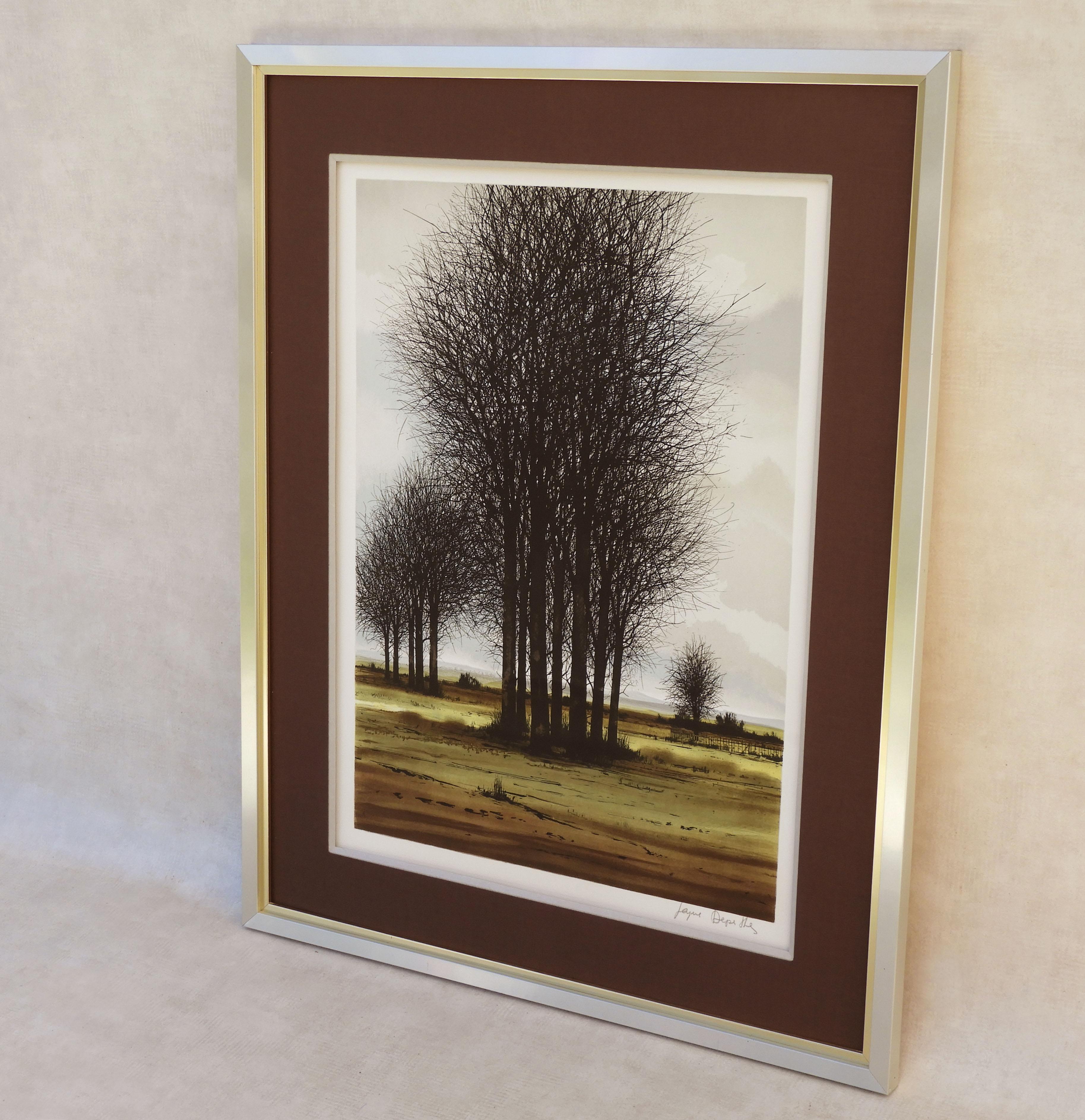 Late 20th Century ‘Mid Winter Landscape’ signed Lithograph, by Jacques Deperthes C1970 France For Sale