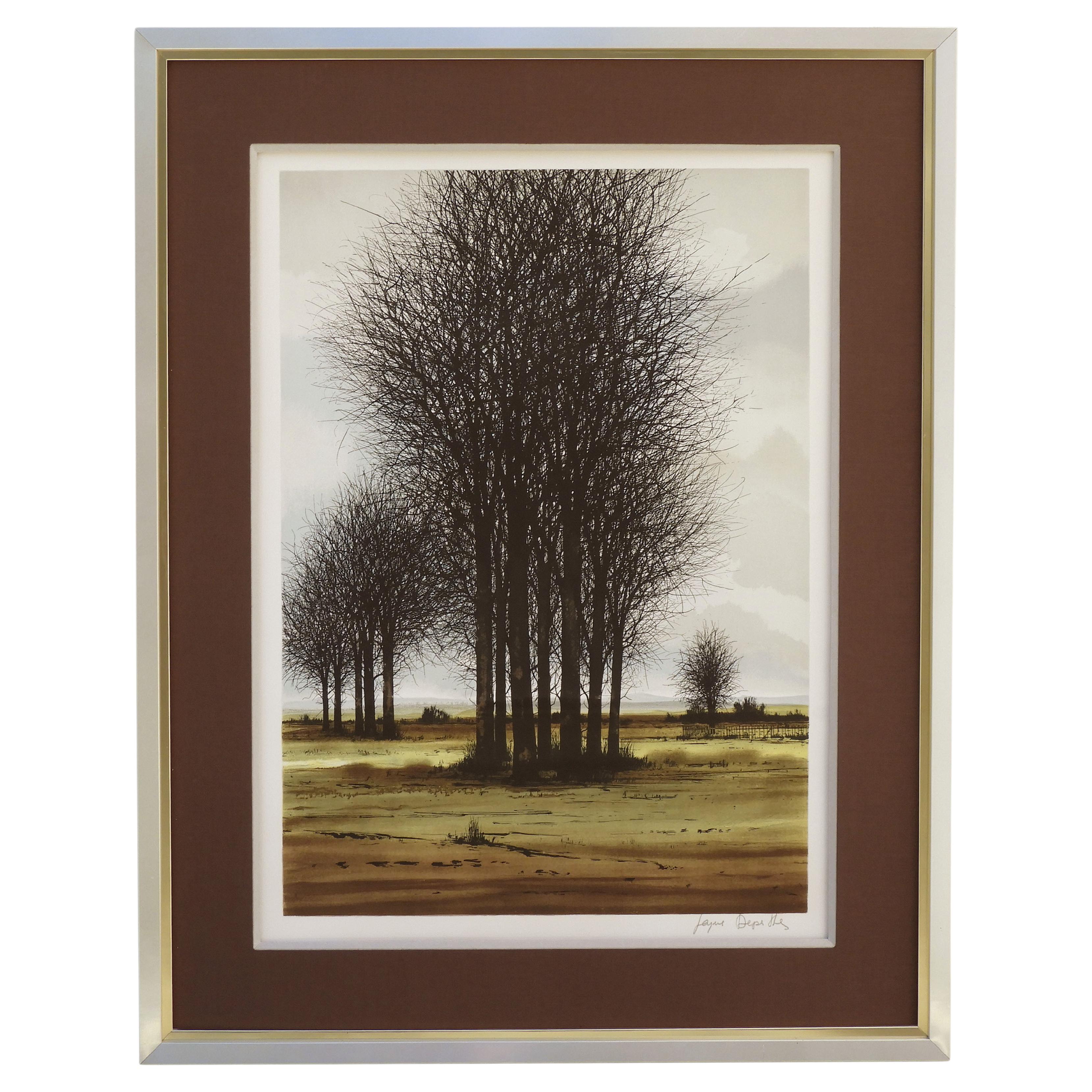 ‘Mid Winter Landscape’ signed Lithograph, by Jacques Deperthes C1970 France For Sale