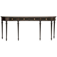 Mid-20th Century Italian Black Rounded Corners Table Console in Louis XVI Style