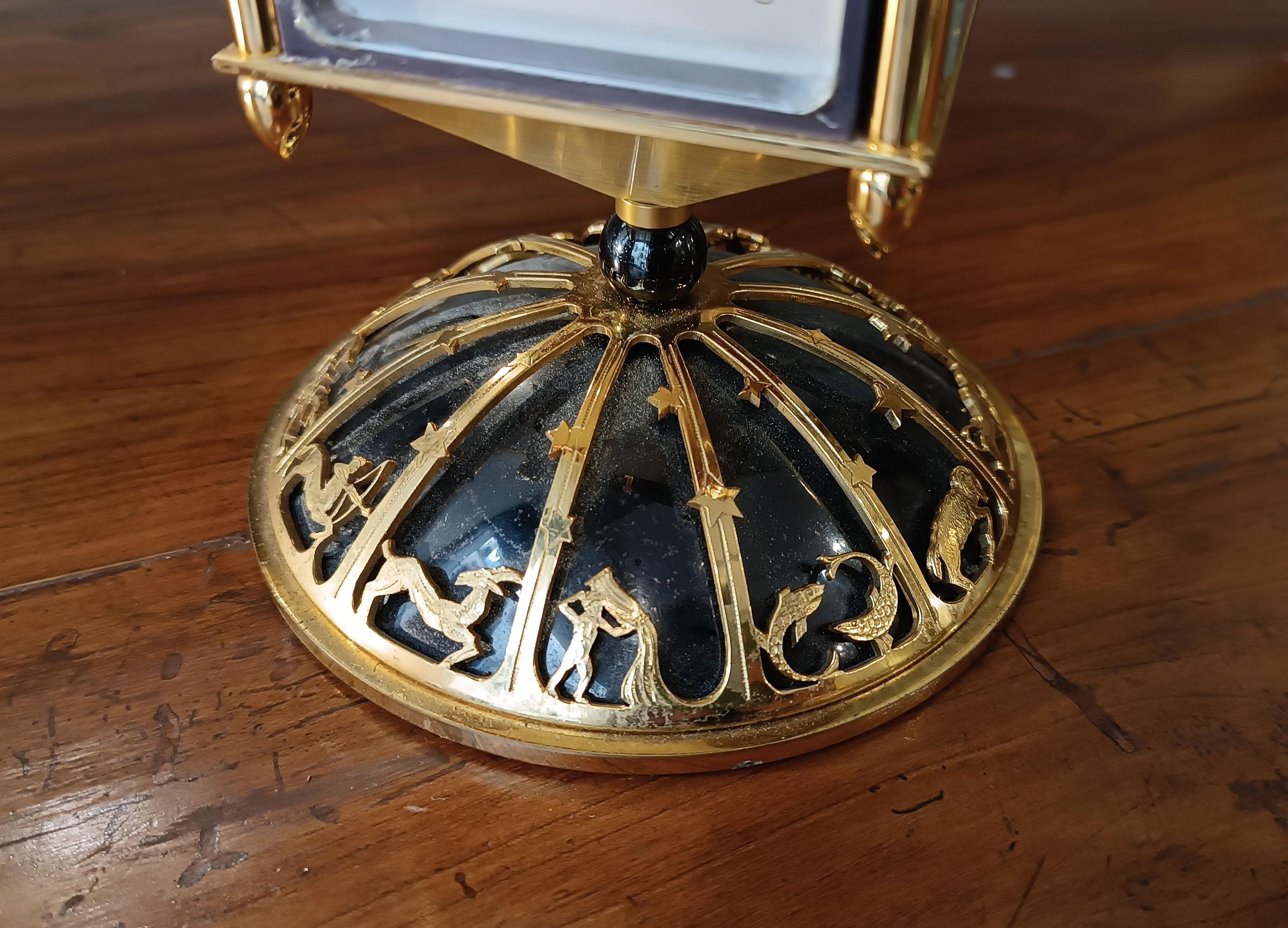 MID-XXth CENTURY SMALL CLOCK AND BAROMETER IN GOLDEN METAL 1