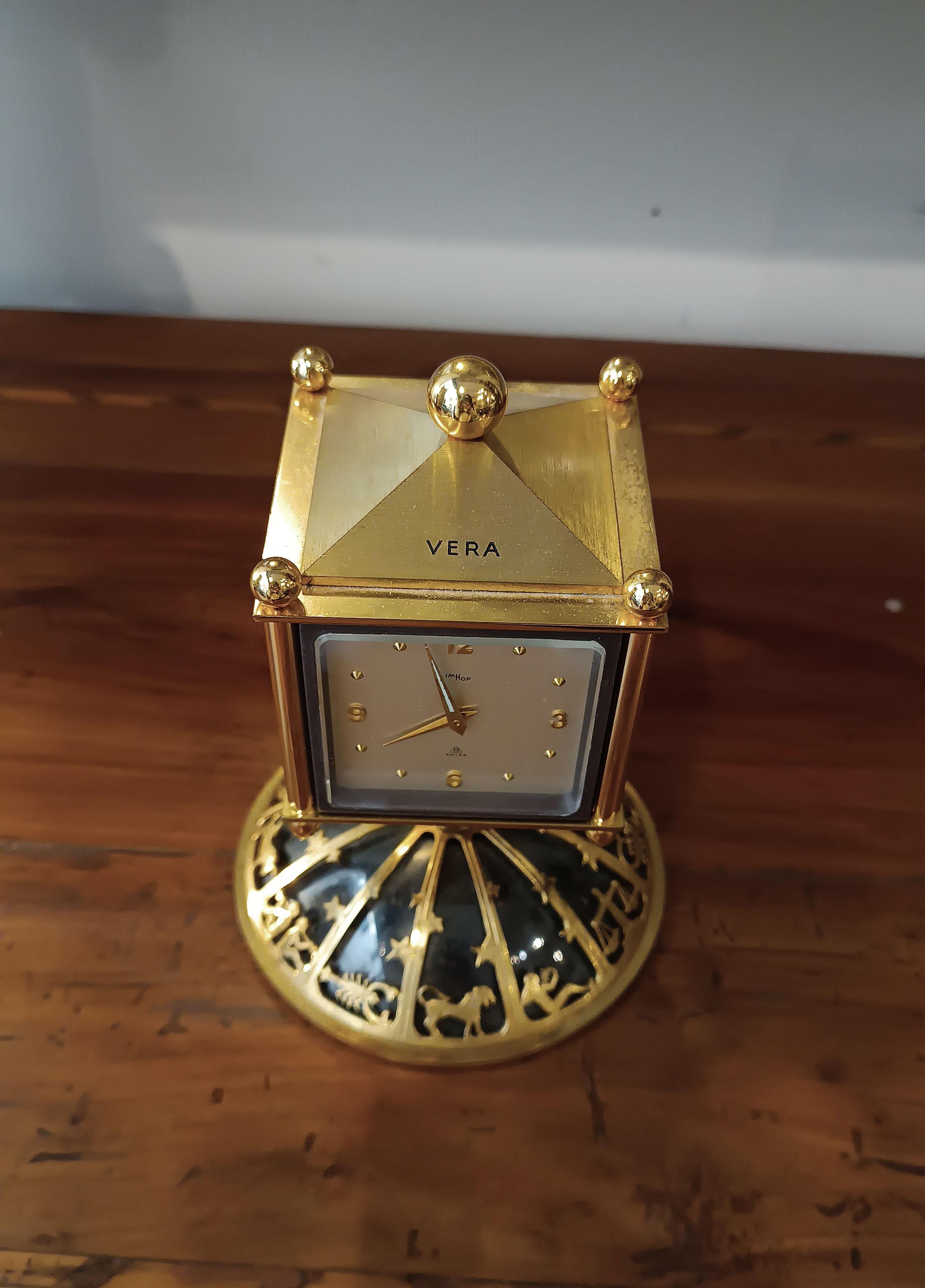 MID-XXth CENTURY SMALL CLOCK AND BAROMETER IN GOLDEN METAL 2