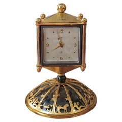 Vintage MID-XXth CENTURY SMALL CLOCK AND BAROMETER IN GOLDEN METAL