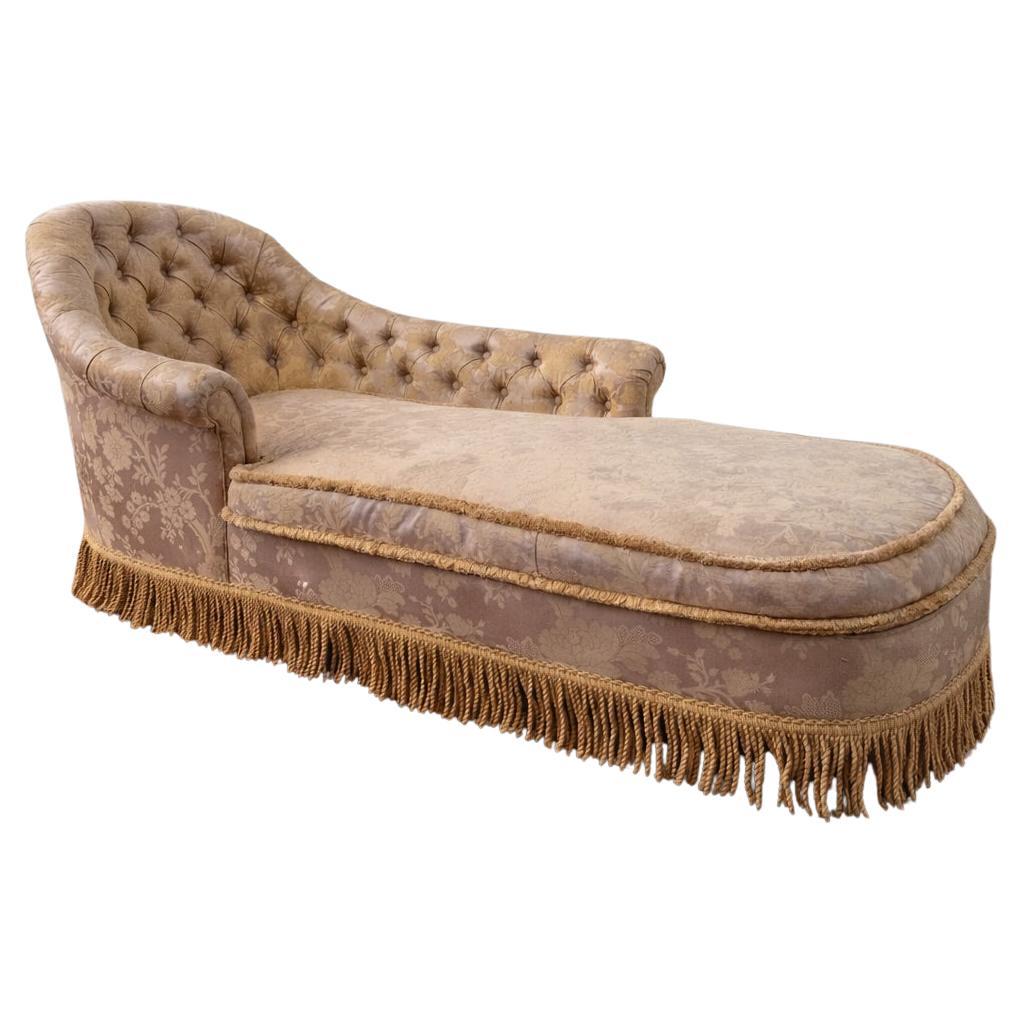 Chaise Longue Méridienne anglaise du milieu du 19ème siècle dans le style Louis XV