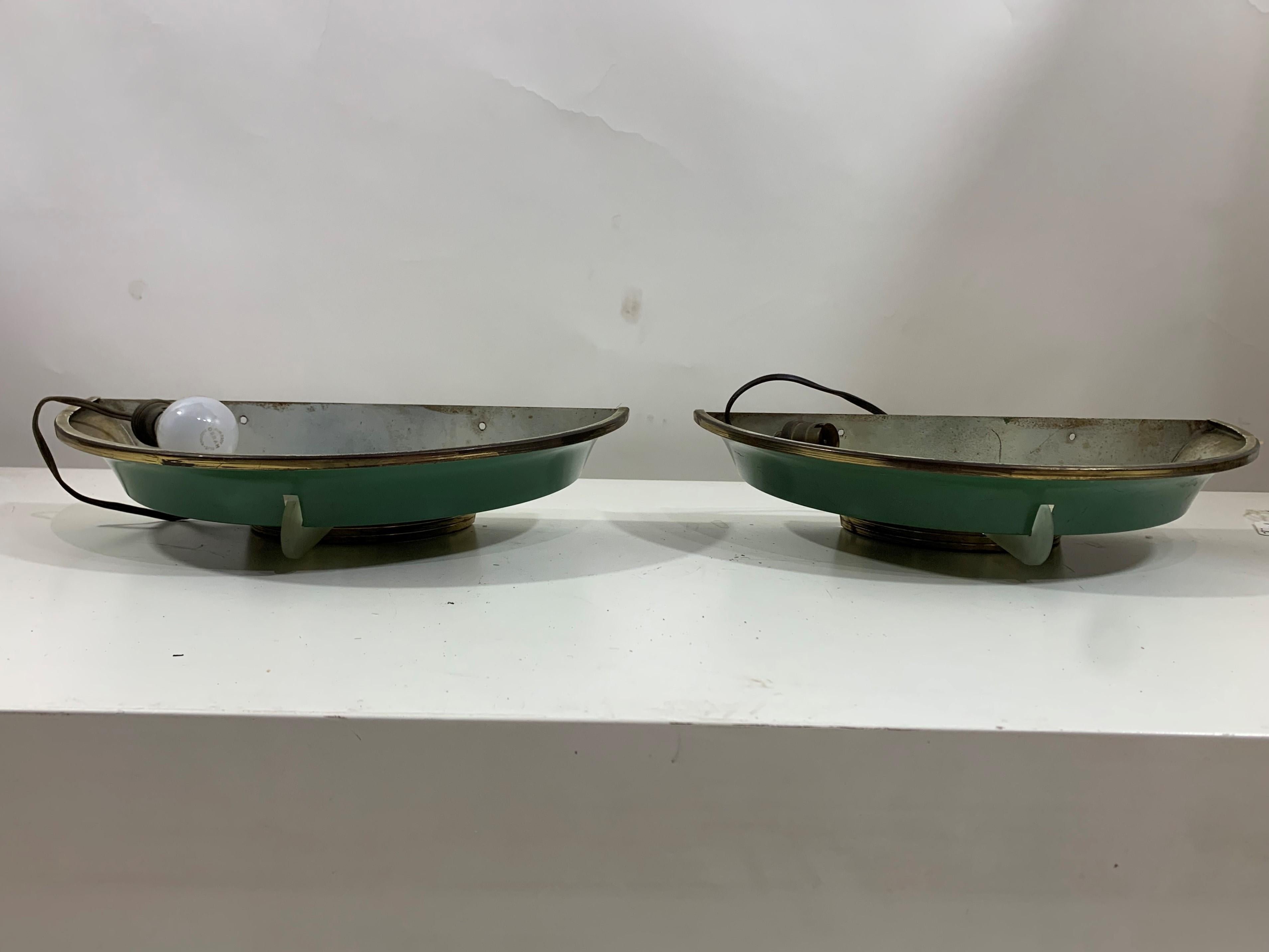 Lampadario ovale Art Deco della metà del 20° secolo con 2 scendiletto - La Brocante D. A. in vendita 5