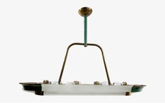 Mid20th Century Art Deco Oval Chandelier with 2 Sconces-La Brocante D' Alexandra