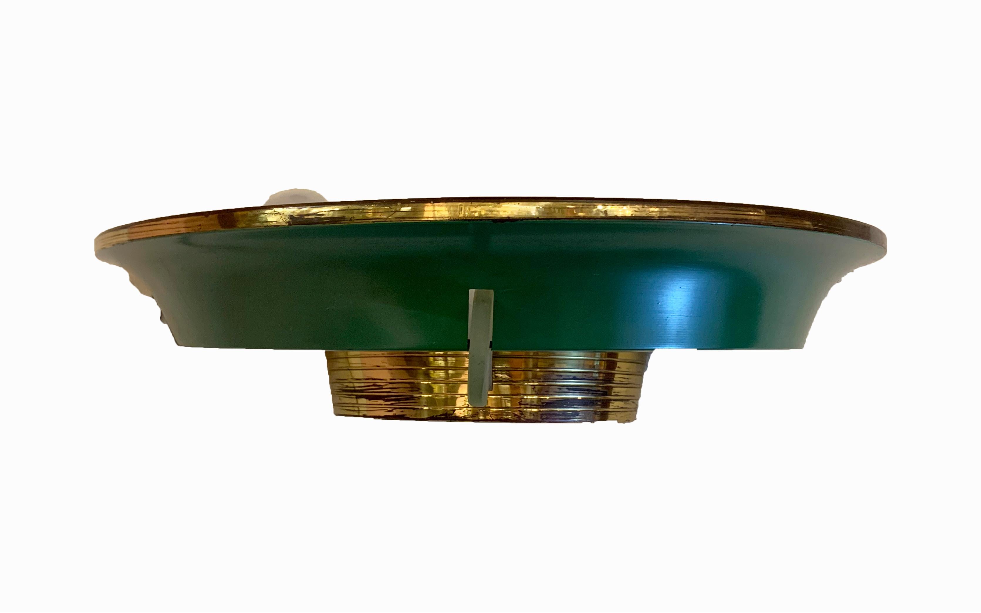Art Déco Lampadario ovale Art Deco della metà del 20° secolo con 2 scendiletto - La Brocante D. A. in vendita