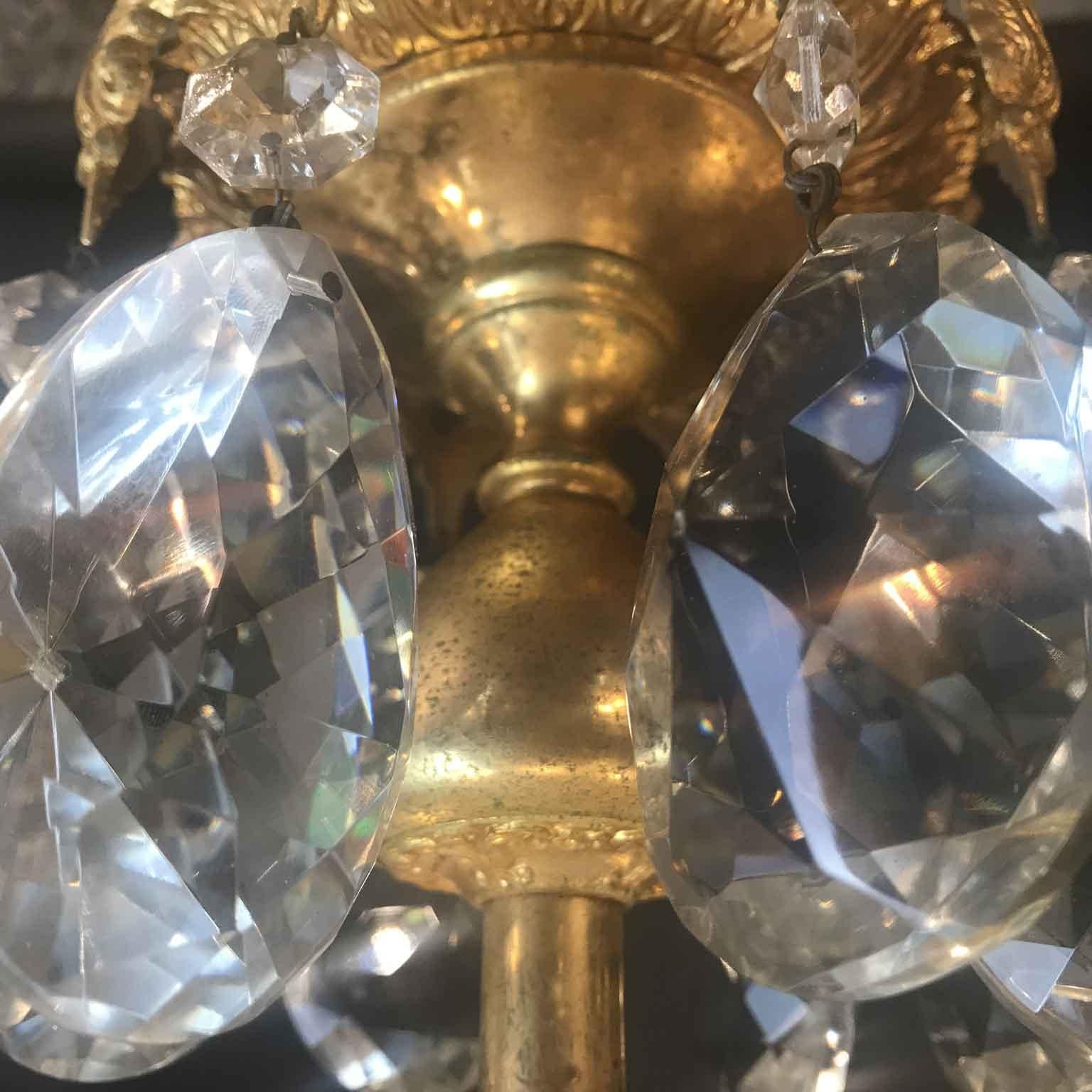 Mid20th Century Italian Empire Style Crystal 24-Karat Gilded Bronze Chandelier  10