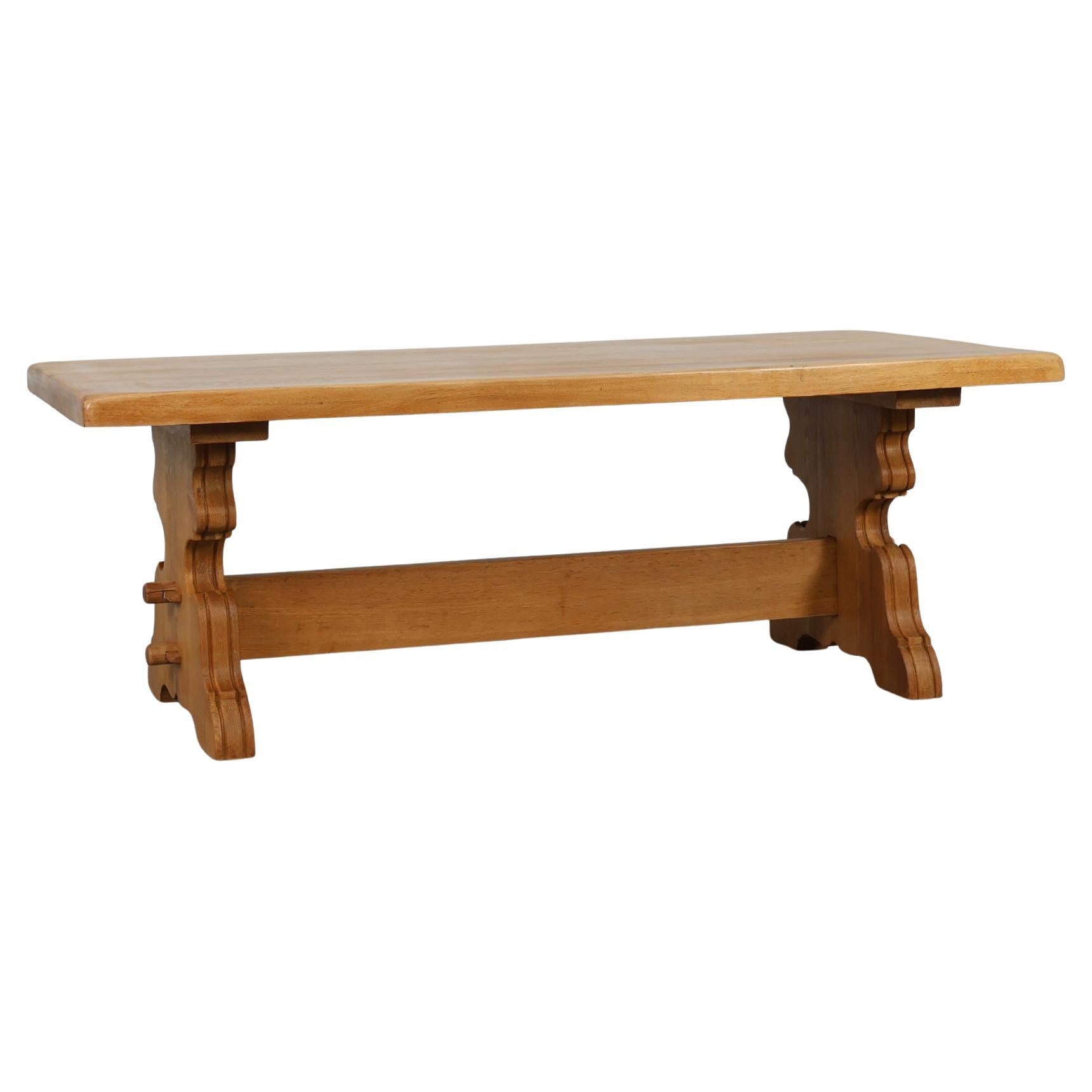 Mid‑20th‑Century Rustic Oak Dining Table, France 1960s