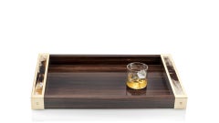 Mida Tablett aus Amara-Ebenholzfurnier, Horn und 24 Karat vergoldetem Messing von Arcahorn