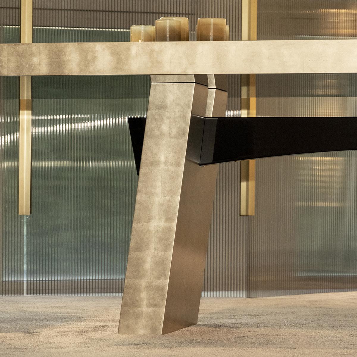 Midas, the Dining Table Covered in 22-Karat Pure Gold Leaf 260 In New Condition For Sale In Milan, MI