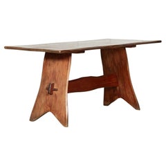 Retro MidC English Carved Fruitwood Refectory Table / Desk
