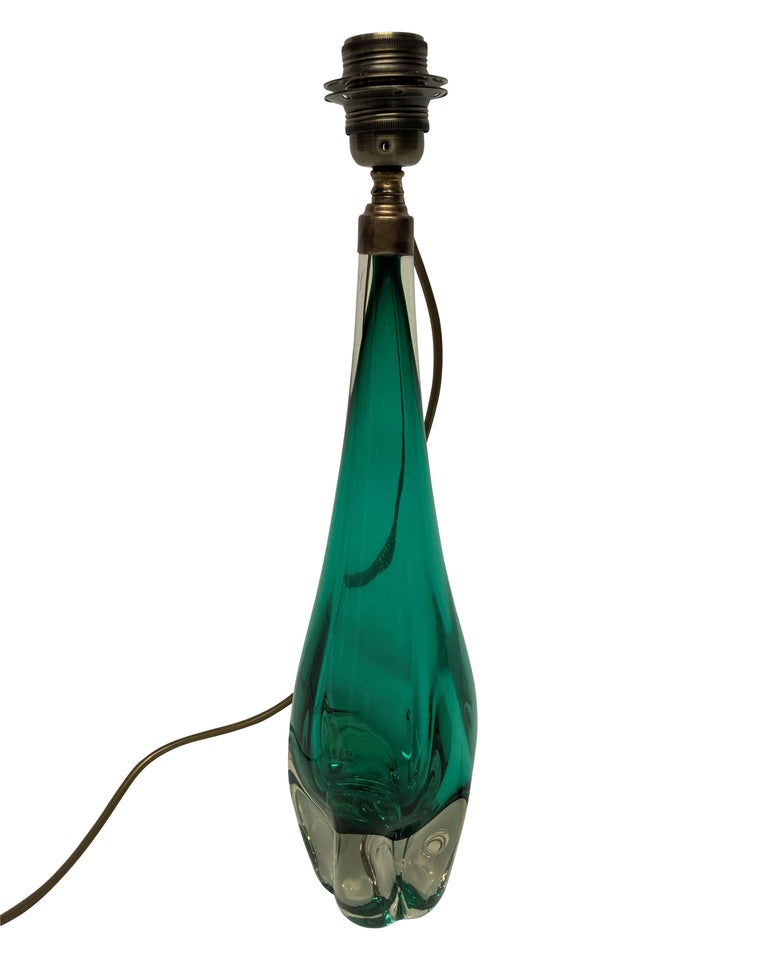 Midcentury Glass Lamp in Green For Sale at 1stDibs