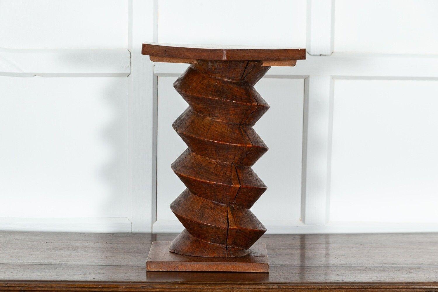 MidC French Elm Corkscrew Pedestal Table For Sale 2