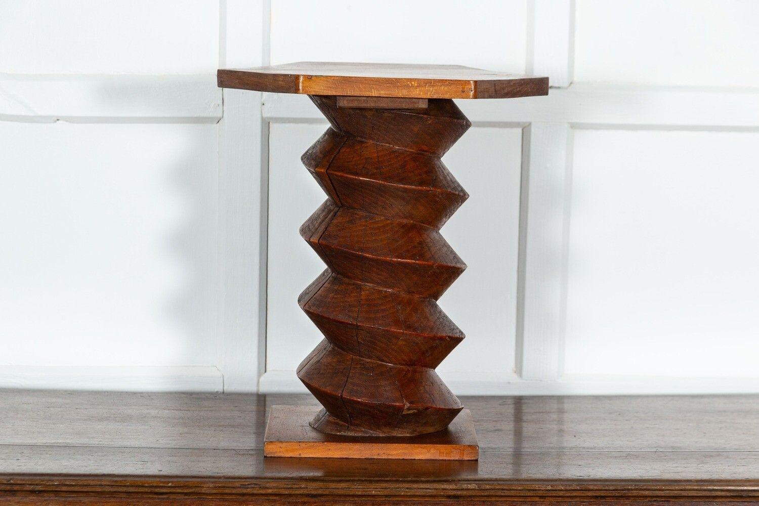 MidC French Elm Corkscrew Pedestal Table For Sale 4