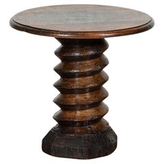 MidC French Elm Corkscrew Pedestal Table