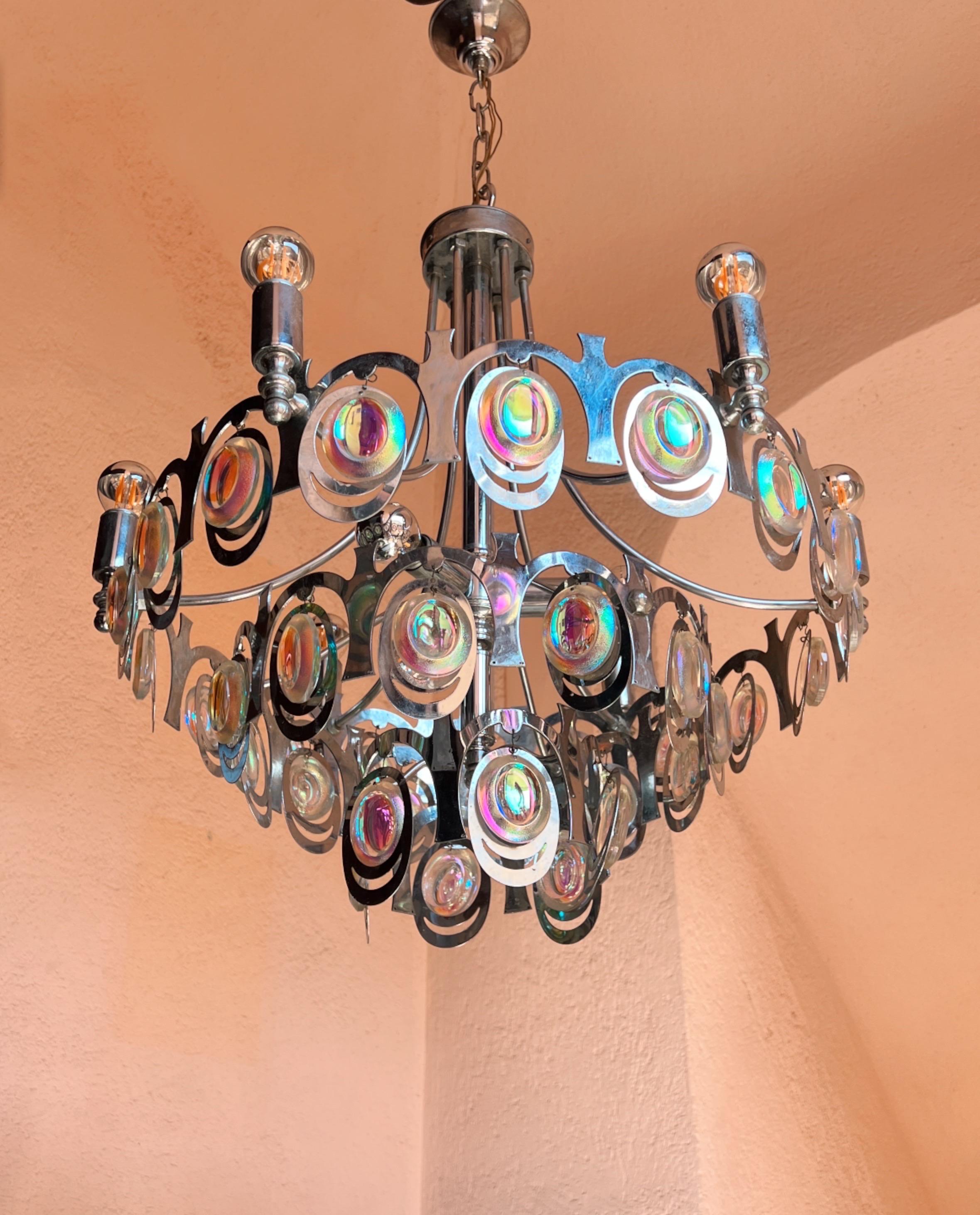 Mid-Century Modern Midcentery modern chandelier designed by Gaetano Sciolari, Italy, 1960. For Sale