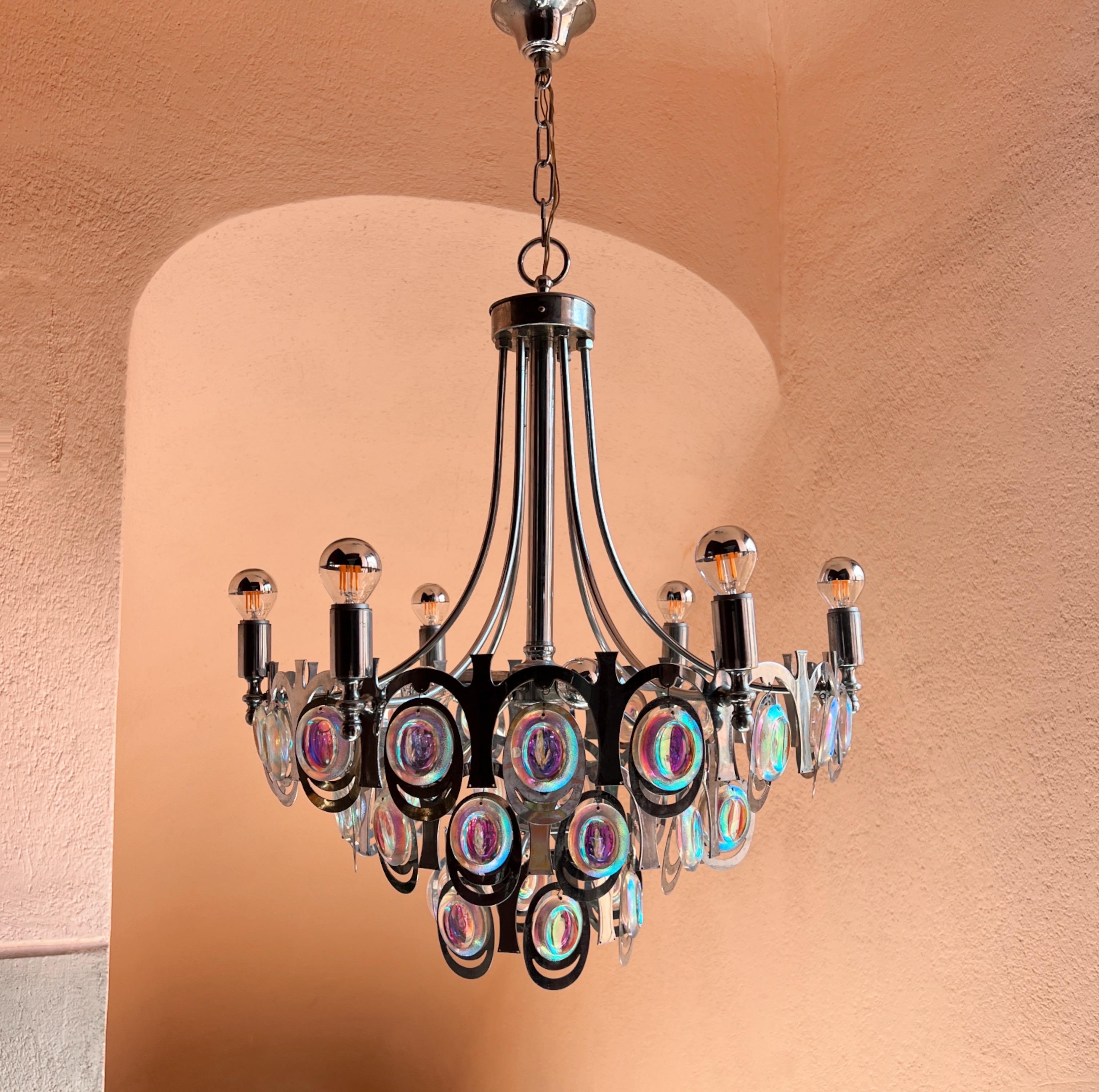 Italian Midcentery modern chandelier designed by Gaetano Sciolari, Italy, 1960. For Sale